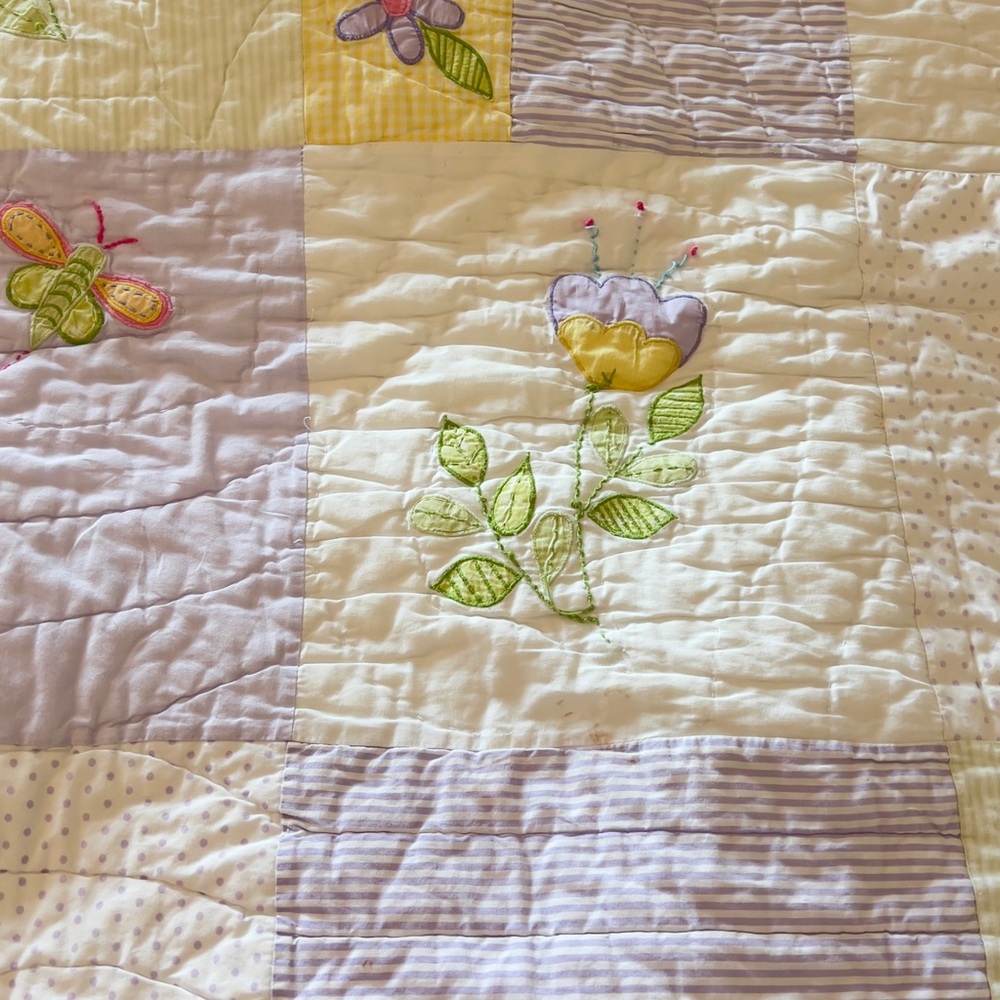 Pottery Barn Kids White and Purple Floral Quilt - Picture 13 of 14